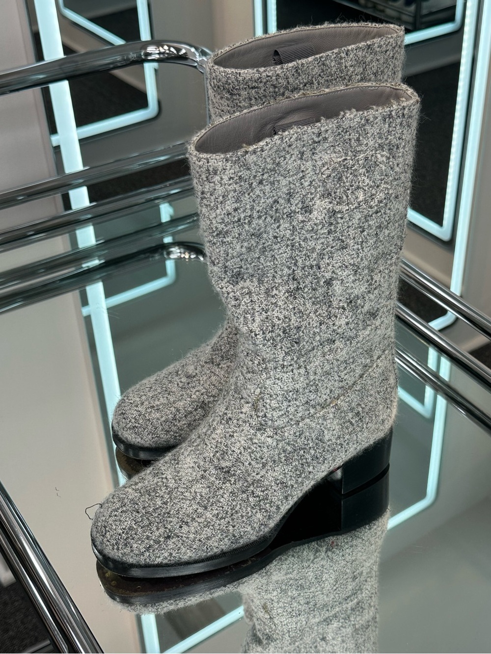 Chanel tweed short Riding Boots from Fall 2021
